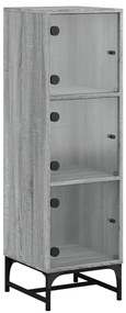 836565 vidaXL Висок шкаф със стъклена врати, сив сонома, 35x37x120 см