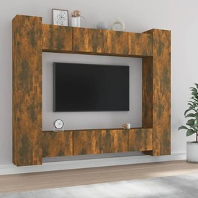 3114235 vidaXL Комплект ТВ шкафове от 8 части, опушен дъб, инженерно дърво