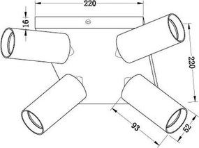 Квадратен спот за таван LUX, черен, 4хGU10