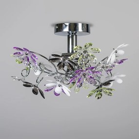 Плафон хром с многоцветни пластмасови цветя 38 см - Fiore