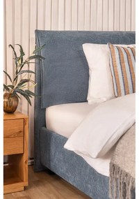 Синьо тапицирано двойно легло с място за съхранение и матрак с решетка 180x200 cm Thessa Pillow - Bonami Selection