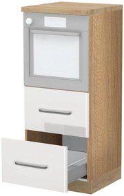 Висок подов шкаф за фурна Modena K14-60-2MB-Walnut - White glossy