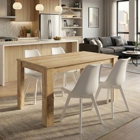 Комплект за трапезария 5 части Darlen - Viva в цвят сапфирен дъб - бял 125x72x74см.