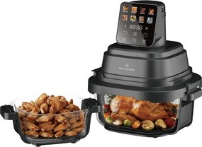 Фритюрник с горещ въздух Just Perfecto JP-AF4GL, 1500 W, 1.5/4 л, 8 програми, 80-200 C, 360° Hot Air Circulation, Термоустойчива стъклена конструкция, Черен
