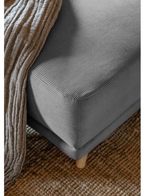 Ъглов разтегателен диван от сив велур (ляв ъгъл/"U") Lazy Lukka - Miuform