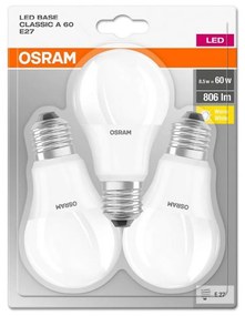 К-кт 3 бр. LED крушки BASE E27/8,5W/230V 2700K - Osram