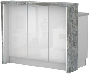 Островна кухненска пейка Raval-Length: 120 cm.-White glossy-Siena Marble