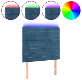 3122598 vidaXL LED горна табла за легло, тъмносиня, 80x5x118/128 см, кадифе