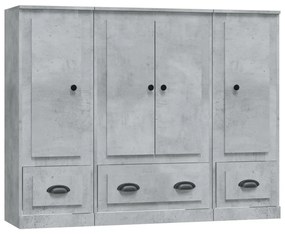 3185299 vidaXL Високи шкафове, 3 бр, бетонно сиви, инженерно дърво