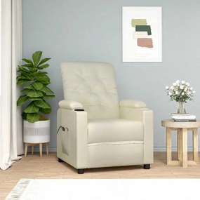 3093507 vidaXL Изправящ масажен стол, кремав, изкуствена кожа