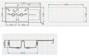 Кухненска мивка Pyramis Ithaka 2B 1D-сняг