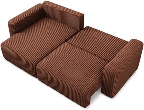 Теракотен сгъваем/с място за съхранение ъглов диван от рипсено кадифе (ляв ъгъл) Kona – Makamii