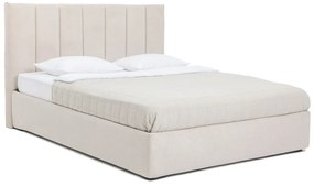 Бежово тапицирано двойно легло с място за съхранение и включена подматрачна рамка 180x200 cm Thessa Bold Line – Bonami Selection