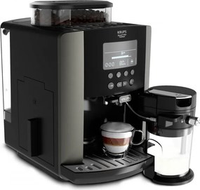 Кафеавтомат Krups Arabica Latte EA819E10, 1450W, 15 bar, 1.7 l, LCD, 5 програми, 3 функции, 3 настройки за темп. и аромат, Milk Comfort / One Touch Cappuccino, Черен