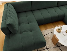 Зелен сгъваем/с място за съхранение ъглов диван (ляв ъгъл/U форма) Fuji – Bobochic Paris