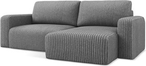 Сив сгъваем/с място за съхранение ъглов диван от рипсено кадифе (десен ъгъл) Kona – Makamii