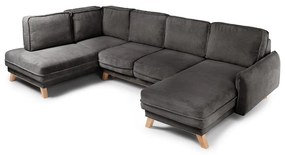 Сив сгъваем ъглов диван от рипсено кадифе (ляв ъгъл/"U" форма) Tori – Bonami Selection