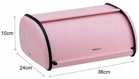 Кутия за хляб Kinghoff KH 1756, 36 см, Лека и здрава конструкция, Стомана, Розов