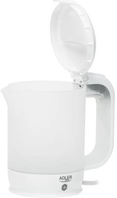 Електрическа кана Adler AD 1381, 900W, 0.5 л, 2 чаши и лъжичка, Защита от работа вода, Бял