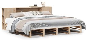 3323887 vidaXL Легло с етажерка за книги, без матрак, 200x200 см, дърво масив