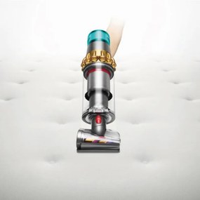 Вертикална прахосмукачка Dyson V15 Detect Аbsolute 447000-01, 660W, 0.76 л, 60 мин автономия, Сензори, 3 режима, LCD, Сив/златист