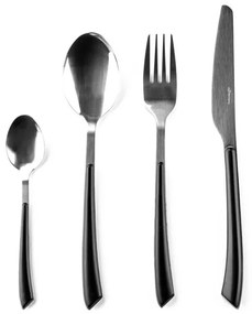 Комплект 24 бр прибори за хранене Luigi Ferrero Rosso FR-2451, Неръждаема стомана, Черен/инокс