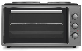 Малка готварска печка Foreti EO 3620 G, 36 л, 3000 W, Два котлона, Термостат, Емайл, Сив