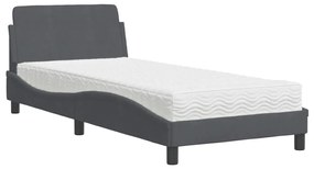 3208332 vidaXL Легло с матрак, тъмносиво, 90x200 см, кадифе