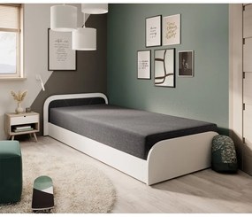 Бяло/тъмносиво единично легло 80x190 cm тапицирано/ПДЧ с място за съхранение с включен матрак Parys – ELTAP