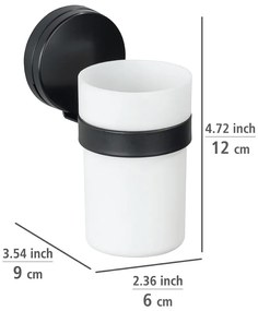 Черно-бяла стенна чаша Static-Loc® Plus за четки за зъби - Wenko