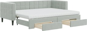 3196756 vidaXL Канапе с изтеглящо легло и чекмеджета светлосив 80x200см кадифе