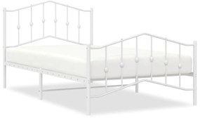 373851 vidaXL Метална рамка за легло с горна и долна табла, бяла, 100x200 см