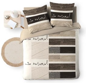 Кафяво двойно памучно спално бельо 200x200 cm So Natural – douceur d'intérieur