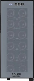 Охладител за вино Adler AD 8083, 33 L, Дигитален, За 12 бутилки, 15-18 C, Черен