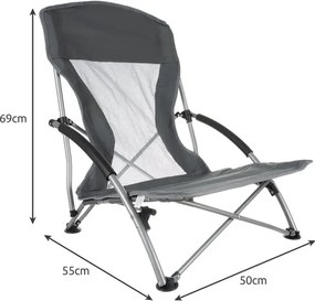 Туристически сгъваем стол с капацитет 100 кг - сив