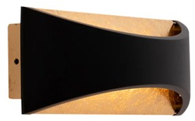 Moderne wandlamp zwart met goud incl. LED - Ambor