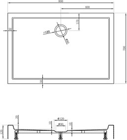 Mexen Flow+ правоъгълен душ коритo 80 x 70 см, бял гланц - 46R107080H