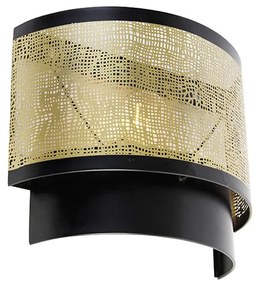 Винтидж стенен аплик черен с месинг 30x25 см - Kayleigh
