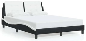3208175 vidaXL Рамка за легло без матрак Zadar, черно-бяла, 120x200 см, изкуствена кожа