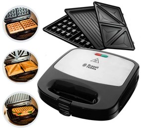 Тостер за сандвичи и гофрети 3в1 Russell Hobbs Fiesta Deep Fill 24540-56, 750W, 3 вида плочи, Черен/инокс