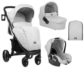 Бебешка количка 3в1 Madrid KIKKABOO - Light Grey Melange