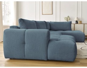 Син сгъваем/с място за съхранение ъглов диван (десен ъгъл/U форма) Fuji – Bobochic Paris