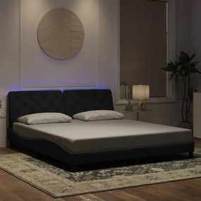 3213869 vidaXL Рамка за легло с LED осветление без матрак, черна, 180x200 см, кадифе