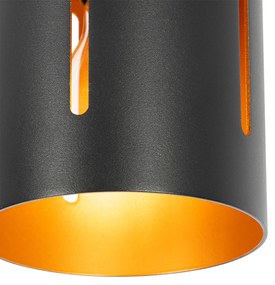 Дизайнерска таванна лампа черна със златен интериор - Yana