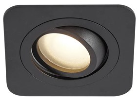 Комплект от 6 заоблени вградени спота черни GU10 50mm въртящи се и накланящи се IP44 - Alberto