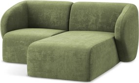 Зелен шенилов ъглов диван (десен ъгъл) Lani – Makamii