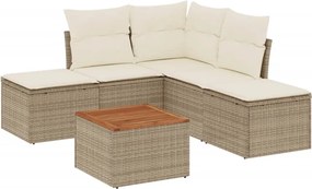 3256002 vidaXL Градински диван с възглавници, 6 части, бежов полиратан