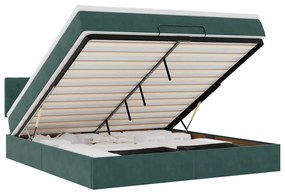 3312713 vidaXL Османска легло с матрак и LED, тъмнозелено, 180x200 см, кадифе