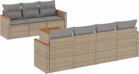 3258209 vidaXL Градински диван с възглавници, 8 части, бежов полиратан
