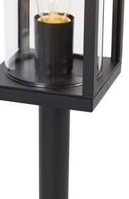 Стойка за външна лампа черна 100 см с наземна скоба и кабелна втулка - Charlois